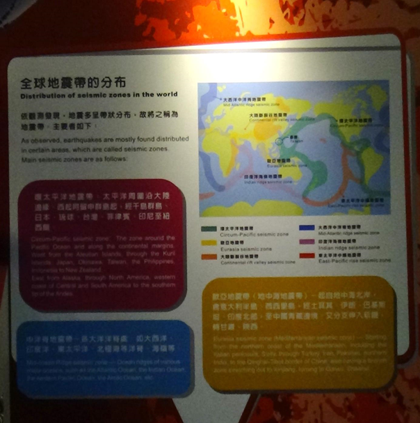 全球的地震帶分布展示板