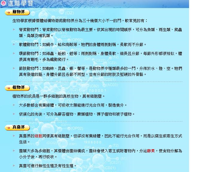 生命種類 進階學習